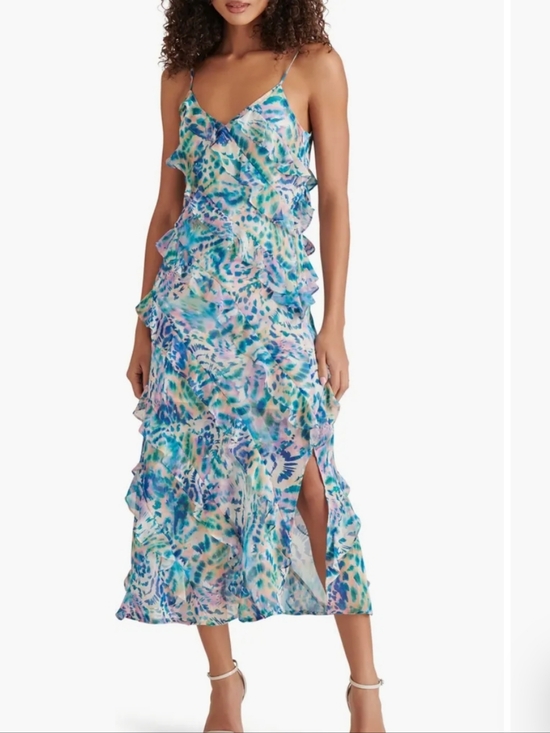 Steve Madden Dresses & Skirts - NWT Steve Madden Colorful Summer Dress Size 2 Blue Pink Feminine Ruffle Vacation